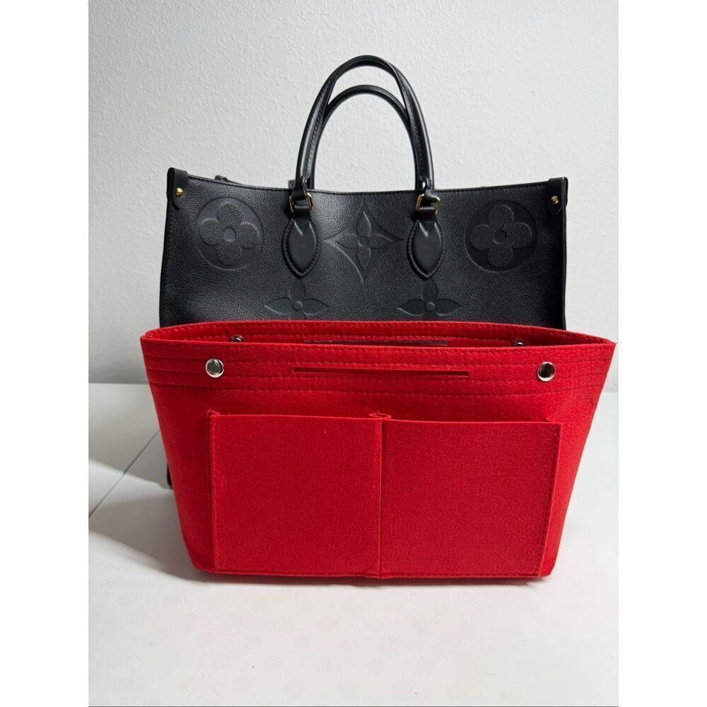 NWOT Red Purse Organizer Insert Multi-Pocket Felt Makeup Travel Inner Tote Bag